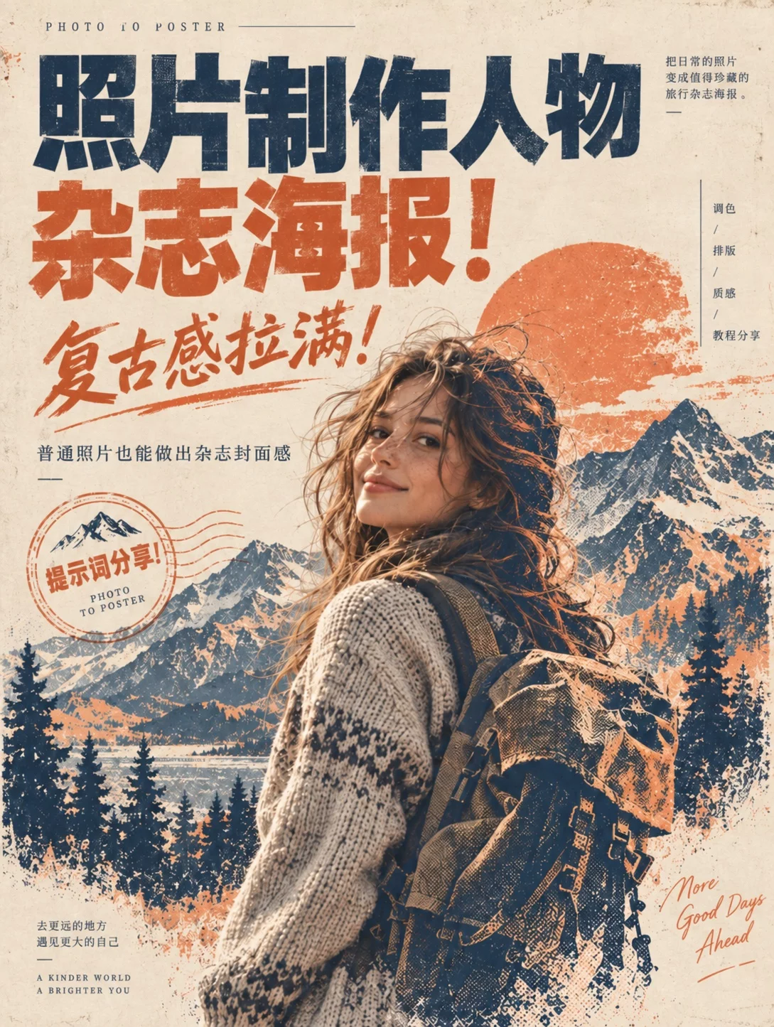 把人物照片做成复古杂志封面!完整提示词灵感