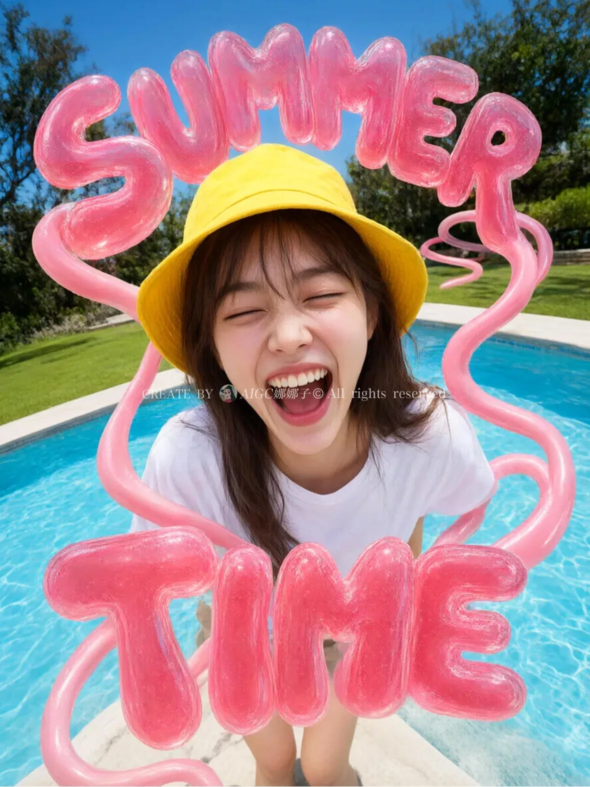 超有夏日感!10组SUMMER TIME充气气球字海报AI提示词