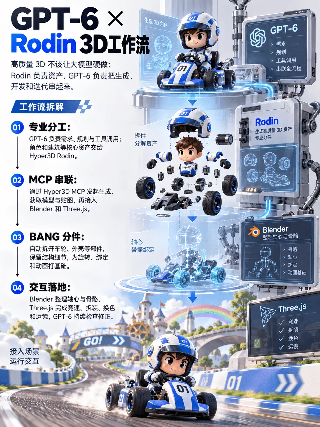 给GPT-6接上Rodin,我做了能拆/能换装/能竞速的3D游戏!