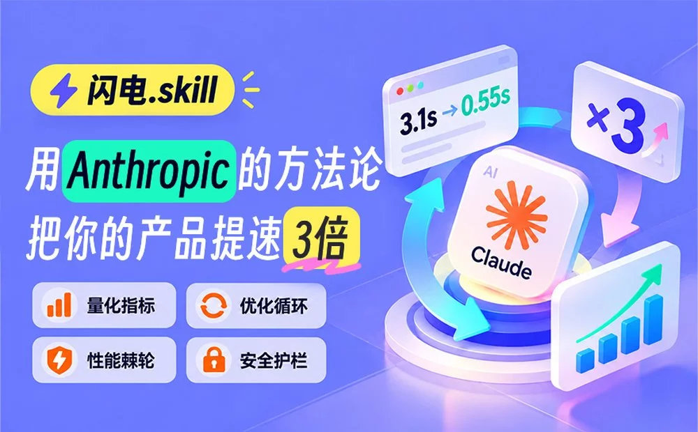 提速3倍！我把Claude官方的性能优化工作流，做成了免费Skill