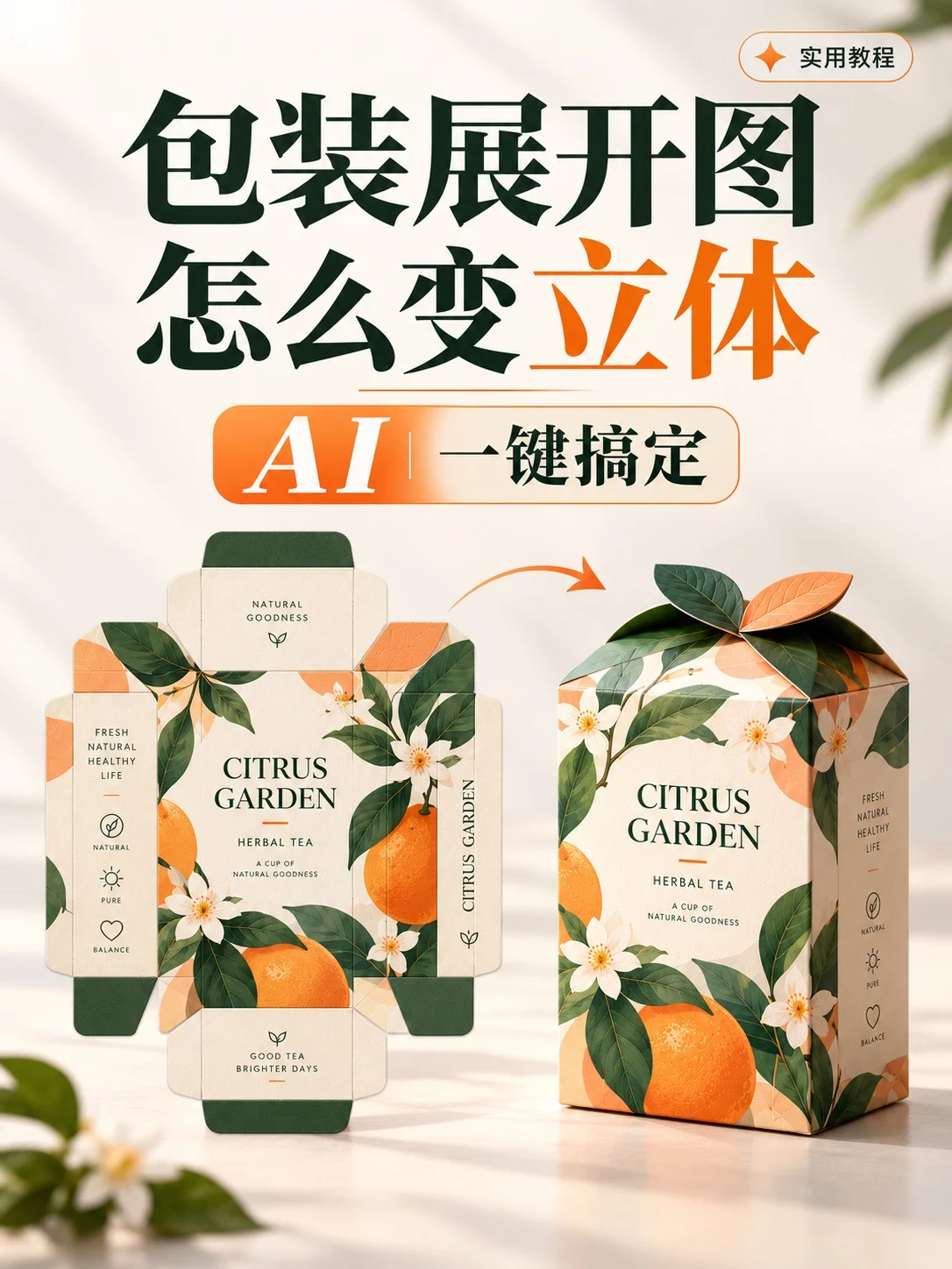 1个提示词搞定！AI自动把包装展开图折成立体效果图