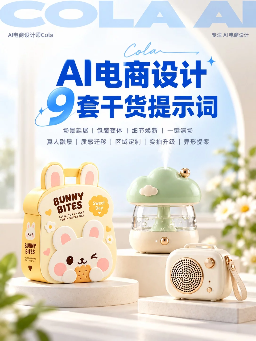 超实用！9套AI电商设计提示词，从白底图到商业海报全搞定